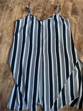 Daytrip Black, Gray & White Vertical Stripe Maxi Dress
